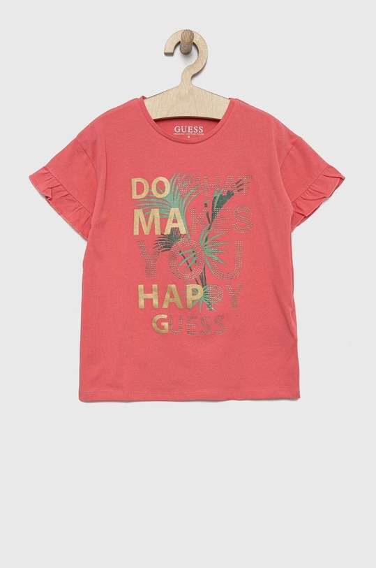 Guess t-shirt dziecięcy z elastanem różowy J3GI03.K6YW1.PPYX
