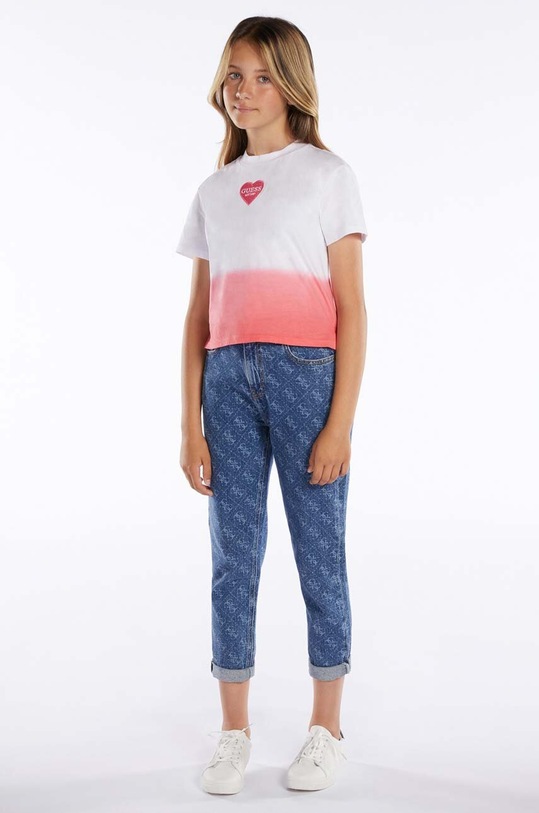 Παιδικό βαμβακερό μπλουζάκι Guess J3GI05.K8HM0.PPYX λευκό