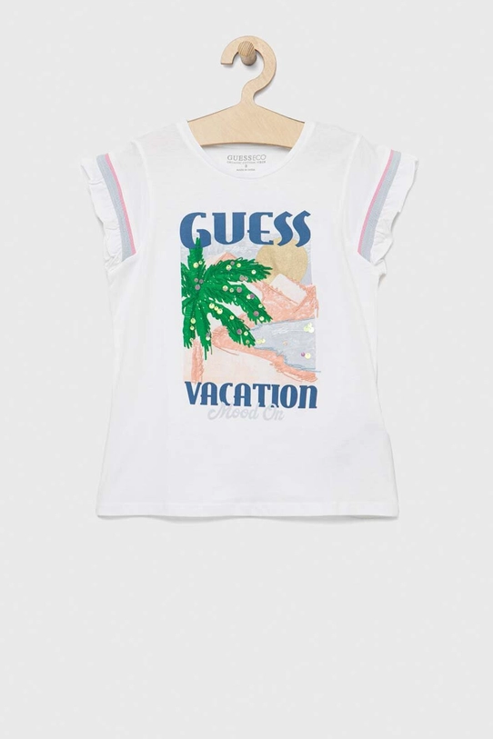 Guess t-shirt bawełniany dziecięcy nadruk biały J3GI26.K8HM0.PPYX