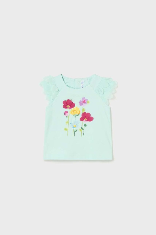 Majica kratkih rukava za bebe Mayoral natpis tirkizna 1006.4D.BABY