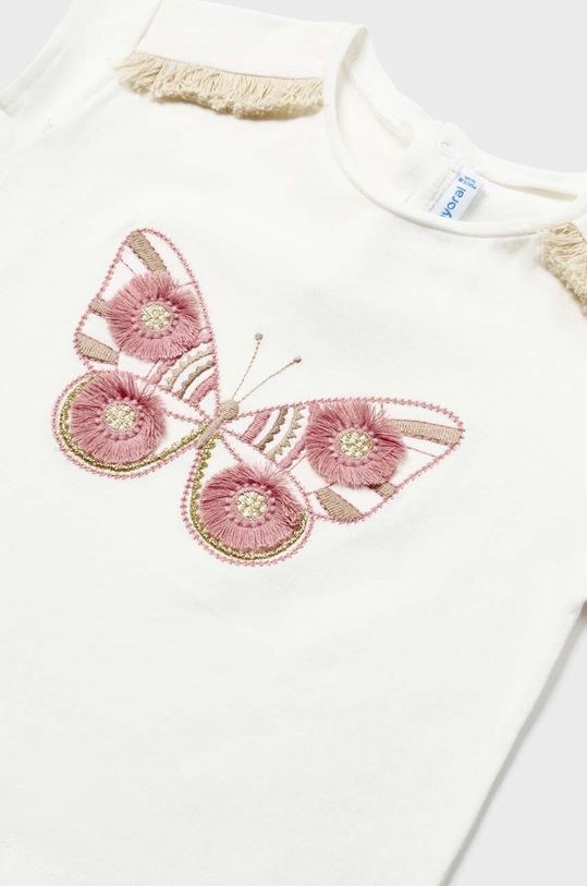 Dziewczynka Mayoral t-shirt bawełniany niemowlęcy 1008.4F.BABY.G beżowy
