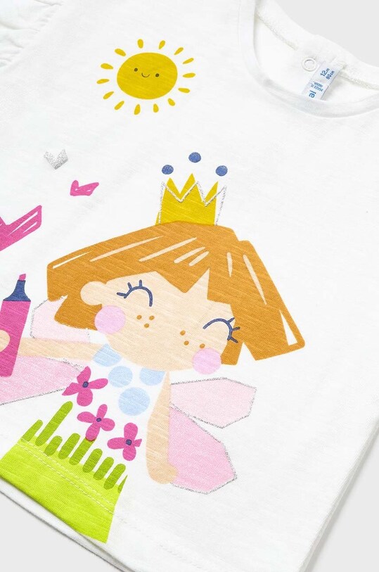 Dziewczynka Mayoral t-shirt bawełniany niemowlęcy 1010.4H.BABY biały