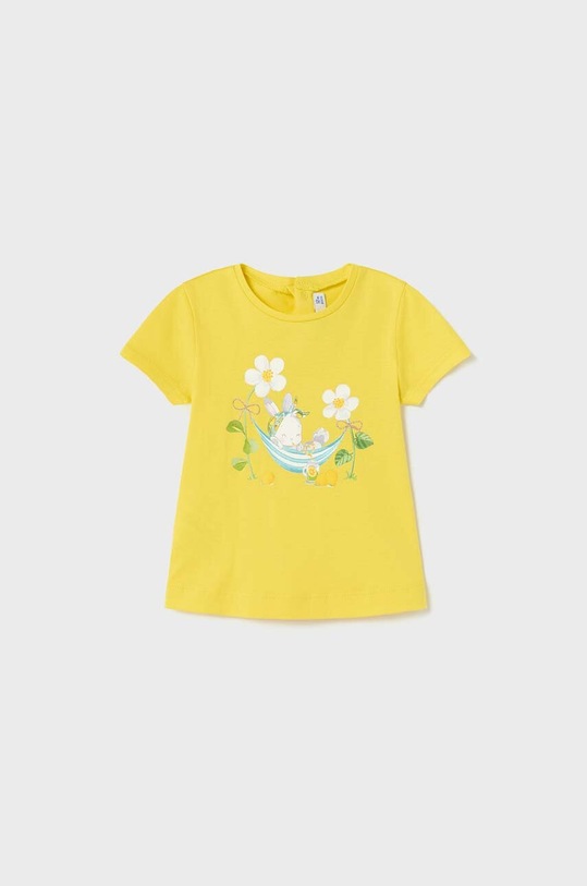 Mayoral t-shirt bawełniany dziecięcy nadruk żółty 1013.4N.BABY