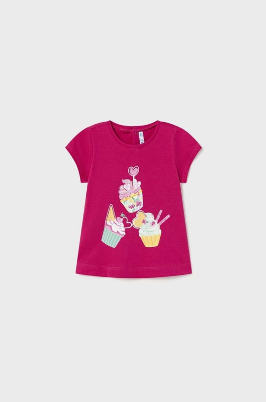 Mayoral t-shirt bawełniany dziecięcy nadruk różowy 1013.4N.BABY