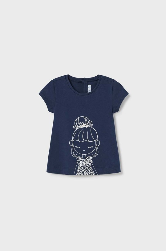 Mayoral t-shirt bawełniany dziecięcy nadruk granatowy 1013.4N.BABY