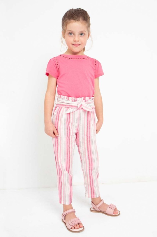 Dziewczynka Mayoral t-shirt bawełniany dziecięcy 3057.6D.MINI różowy