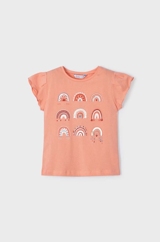 Mayoral t-shirt bawełniany dziecięcy nadruk pomarańczowy 3062.6F.MINI