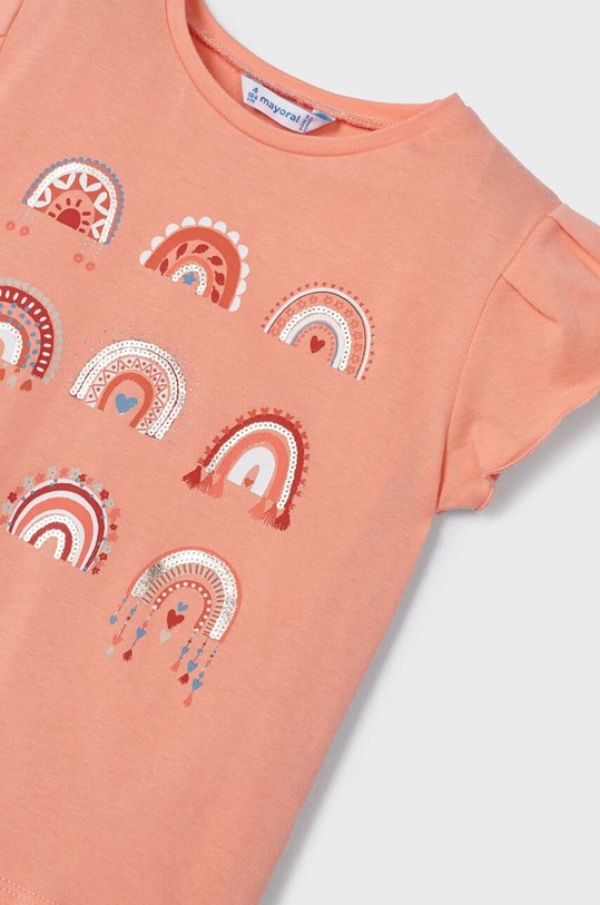 Dziewczynka Mayoral t-shirt bawełniany dziecięcy 3062.6F.MINI pomarańczowy