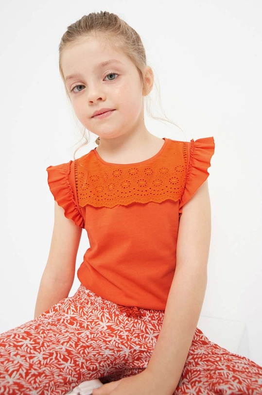 Mayoral top bawełniany dziecięcy bawełna pomarańczowy 3074.6G.MINI