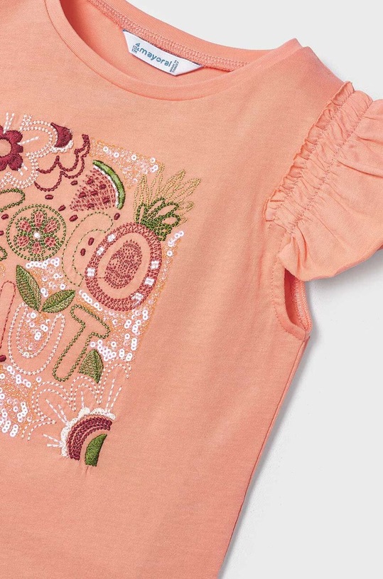 Dziewczynka Mayoral t-shirt bawełniany dziecięcy 3076.6H.MINI pomarańczowy