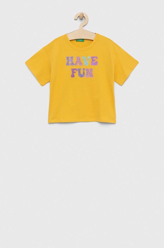 United Colors of Benetton t-shirt bawełniany dziecięcy nadruk żółty 3096C10AV.G.SEASONAL