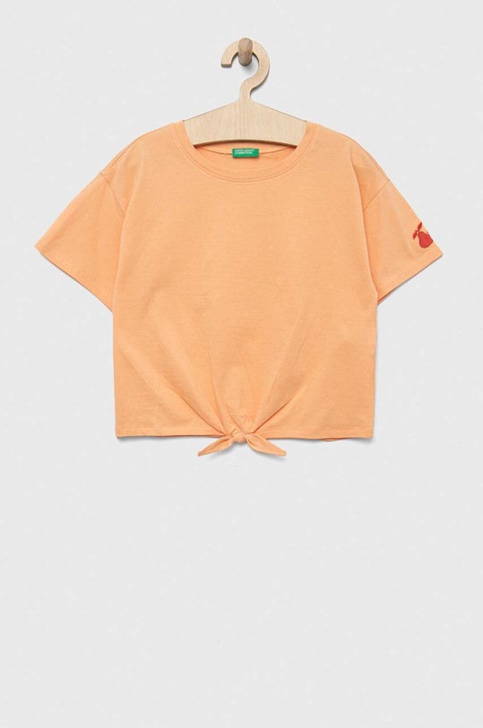 Otroška bombažna kratka majica United Colors of Benetton Okrogel oranžna 3096C10BU.G.SEASONAL