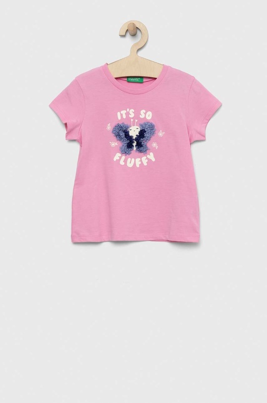 United Colors of Benetton t-shirt bawełniany dziecięcy nadruk różowy 3096G107O.P.SEASONAL