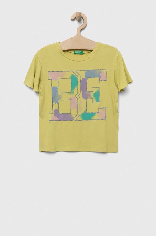 Παιδικό μπλουζάκι United Colors of Benetton στάμπα πράσινο 398BC10BY.G.SEASONAL