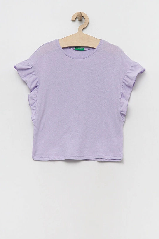 United Colors of Benetton tricou din amestec de in uni violet 3F4JC10BG.G.SEASONAL