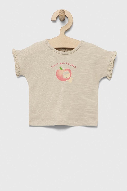 United Colors of Benetton tricou din bumbac pentru bebelusi print bej 3F93A102I.W.SEASONAL