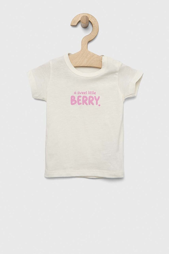 United Colors of Benetton t-shirt bawełniany niemowlęcy nadruk beżowy 3I1XA102N.W.SEASONAL