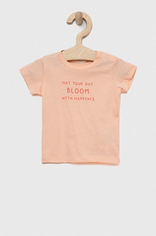 United Colors of Benetton t-shirt bawełniany niemowlęcy nadruk pomarańczowy 3I1XA102N.W.SEASONAL