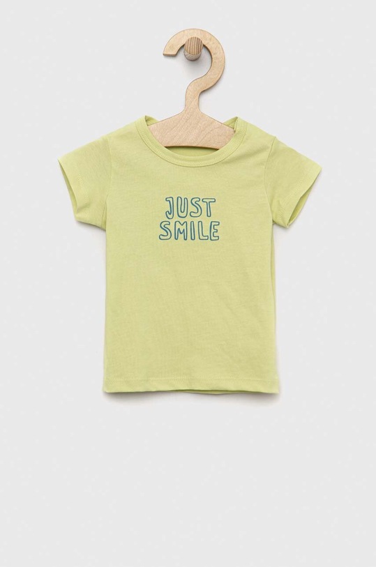 United Colors of Benetton t-shirt bawełniany niemowlęcy nadruk zielony 3I1XA102N.W.SEASONAL