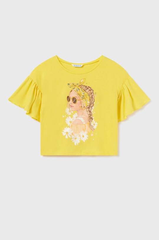 Mayoral t-shirt dziecięcy z elastanem żółty 6051.8F.JUNIOR