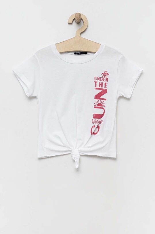 Sisley t-shirt bawełniany dziecięcy nadruk biały 3096X1031.G.SEASONAL