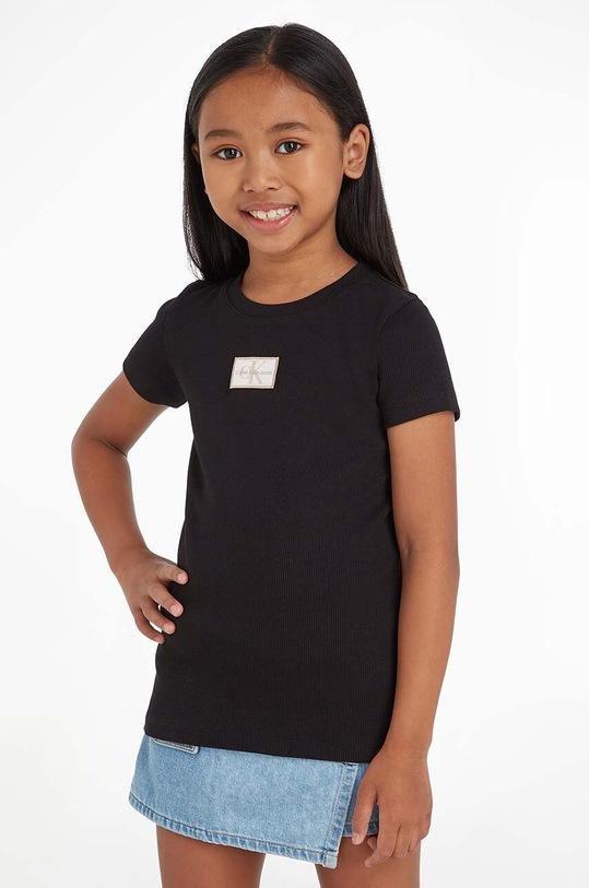Calvin Klein Jeans gyerek póló elasztánnal fekete IG0IG01945.PPYX