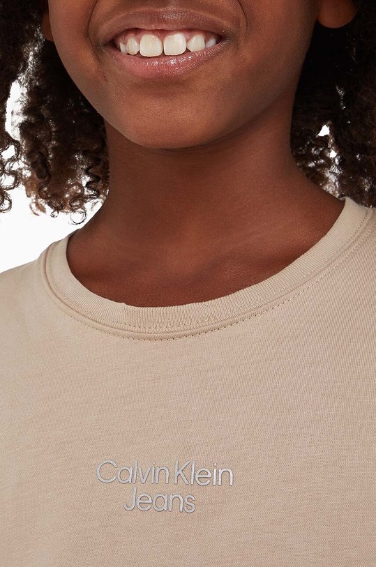 Calvin Klein Jeans t-shirt bawełniany dziecięcy IG0IG01938.PPYX beżowy