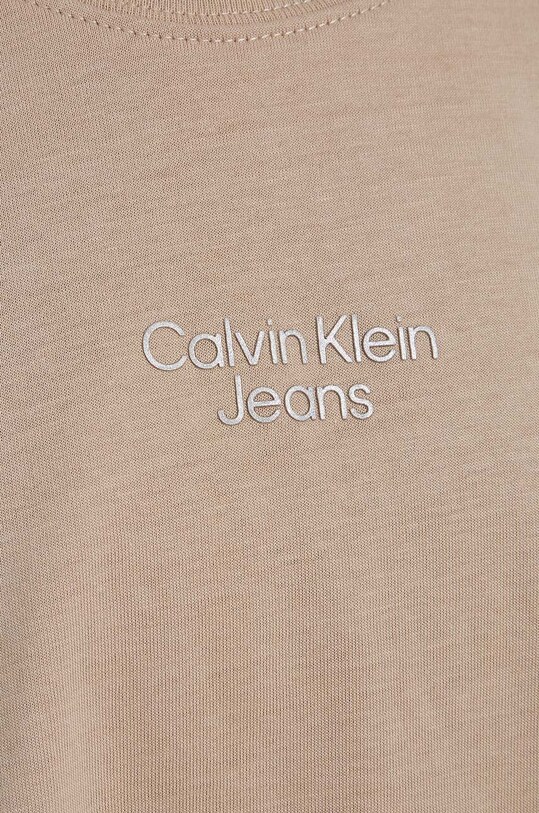 Otroška bombažna kratka majica Calvin Klein Jeans bež IG0IG01938.PPYX