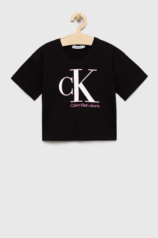 Otroška bombažna kratka majica Calvin Klein Jeans IG0IG01939.PPYX črna SS23
