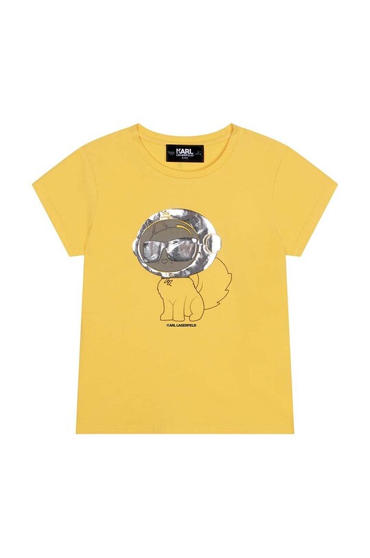 Karl Lagerfeld t-shirt dziecięcy z elastanem żółty Z15414.104.108