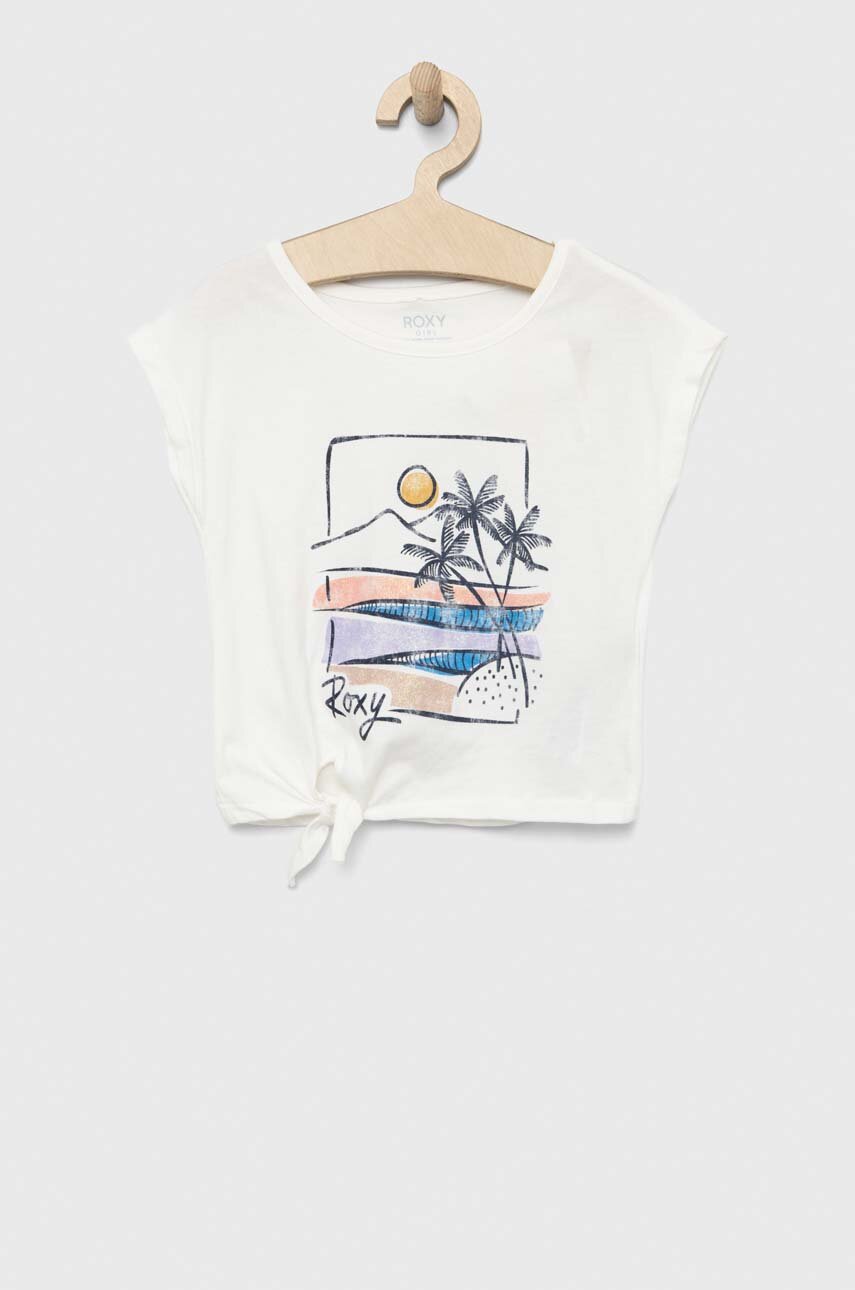 Roxy t-shirt bawełniany dziecięcy nadruk biały ERGZT03966