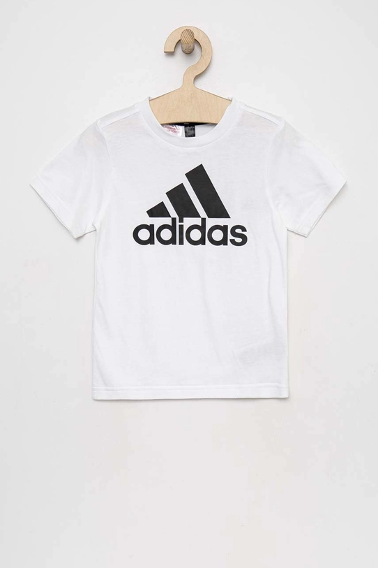 adidas t-shirt bawełniany dziecięcy LK BL CO IC3830 biały SS23