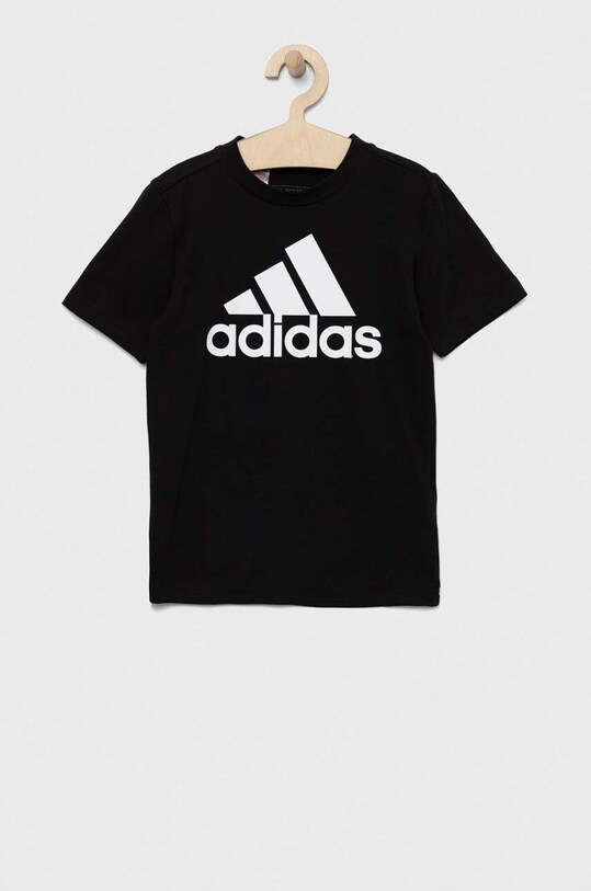 Παιδικό βαμβακερό μπλουζάκι adidas U BL IC6855 μαύρο SS23