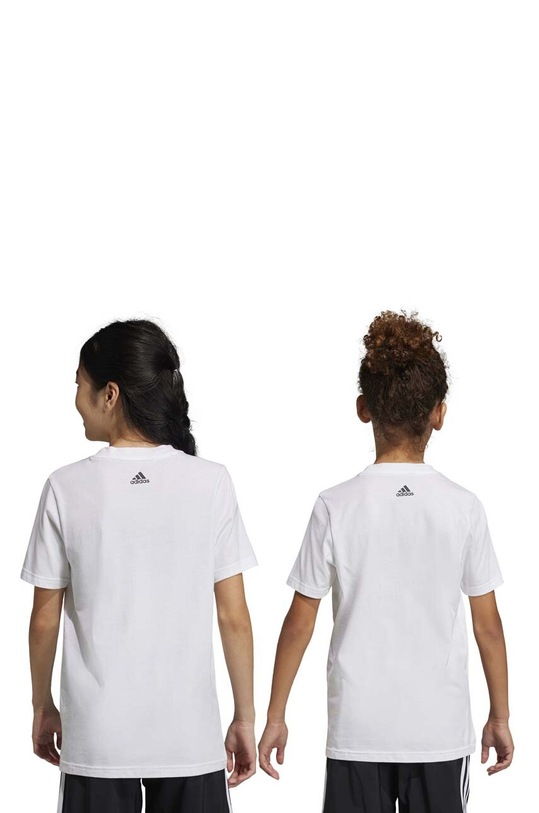 Παιδικό βαμβακερό μπλουζάκι adidas U LIN IC9969 λευκό