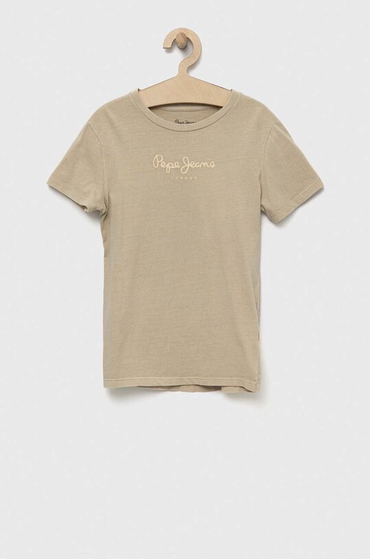 Pepe Jeans t-shirt bawełniany dziecięcy nadruk beżowy PB503535
