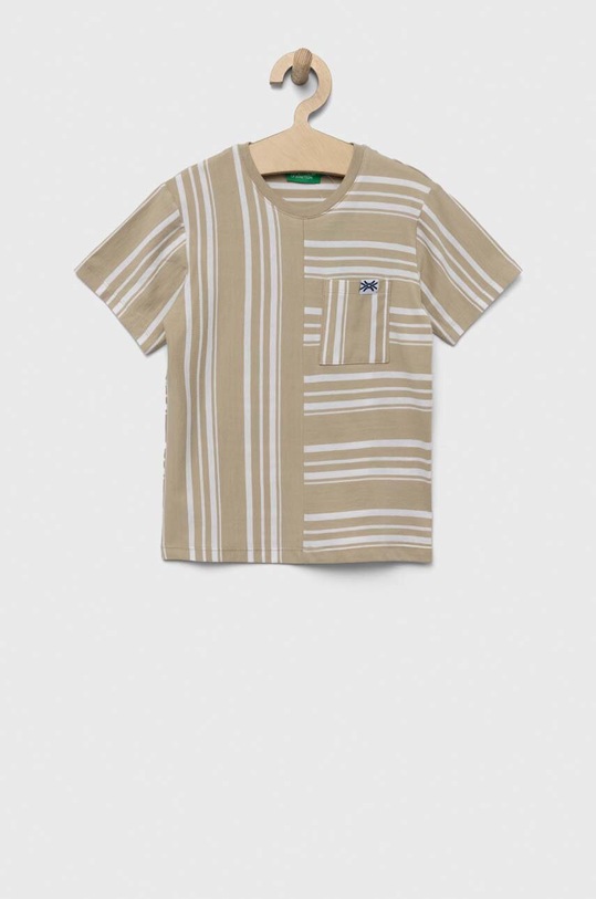 United Colors of Benetton t-shirt bawełniany dziecięcy wzorzyste beżowy 37HLG109G.P.SEASONAL