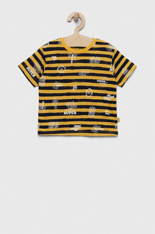 Dětské bavlněné tričko United Colors of Benetton kulatý žlutá 3Y92G108F.P.SEASONAL