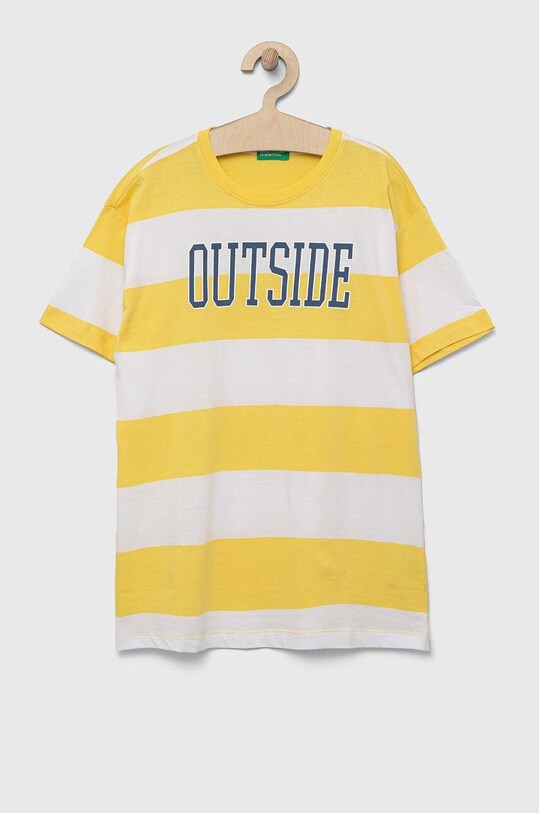 United Colors of Benetton t-shirt bawełniany dziecięcy nadruk żółty 3ZNBC10BN.G.SEASONAL