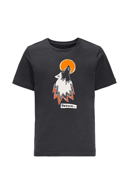 Jack Wolfskin t-shirt in cotone per bambini WOLF & VAN T B nero 1609711.New