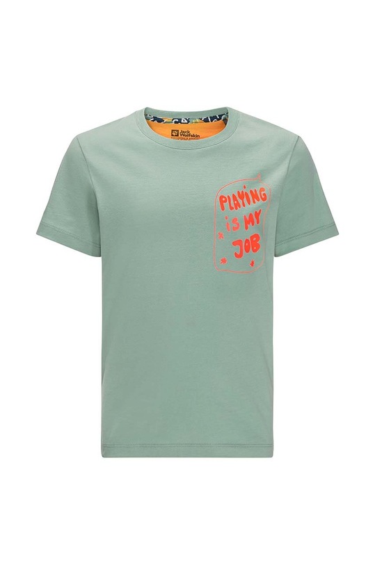 Jack Wolfskin t-shirt bawełniany dziecięcy VILLI T K wzorzyste zielony 1609721.New