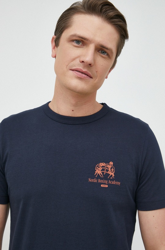 Bavlněné tričko Selected Homme námořnická modř 16087862.SkyCaptain