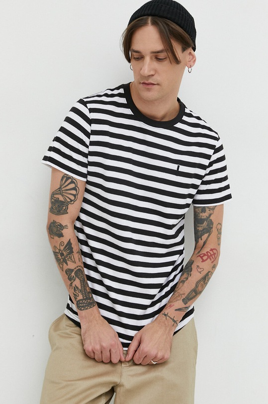 Solid t-shirt bawełniany wzorzyste czarny 21107517.194008