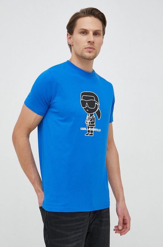 Karl Lagerfeld t-shirt z elastanem niebieski 531221.755086