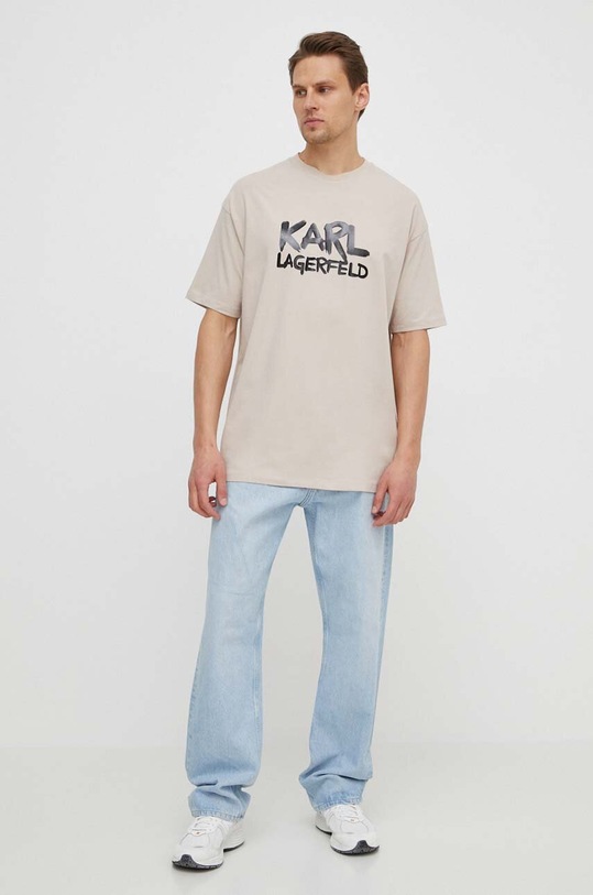 Karl Lagerfeld t-shirt beżowy 531221.755280