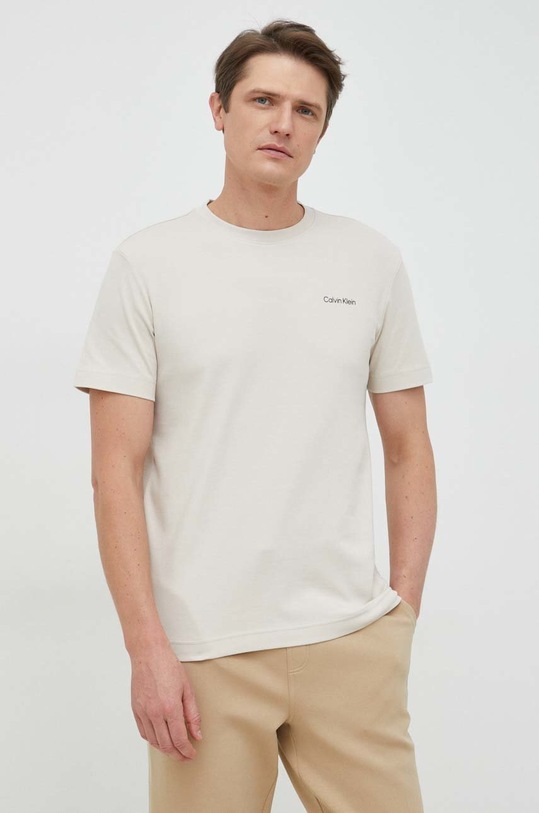 Bavlněné tričko Calvin Klein hladký béžová K10K109894.PPYX