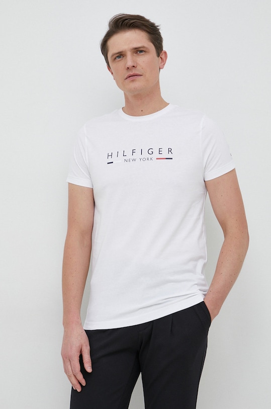 Tommy Hilfiger t-shirt bawełniany nadruk biały MW0MW29372.PPYX