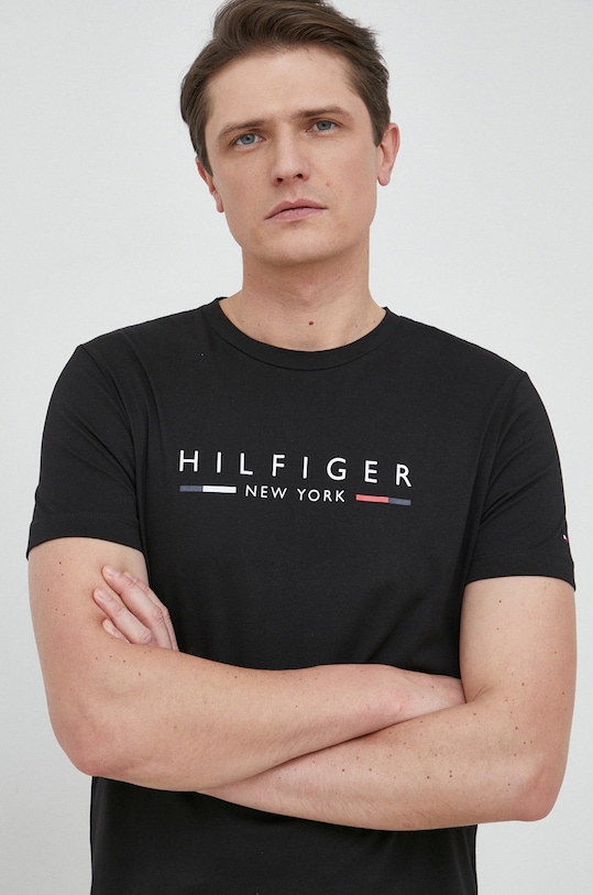 Tommy Hilfiger t-shirt bawełniany nadruk czarny MW0MW29372.PPYX