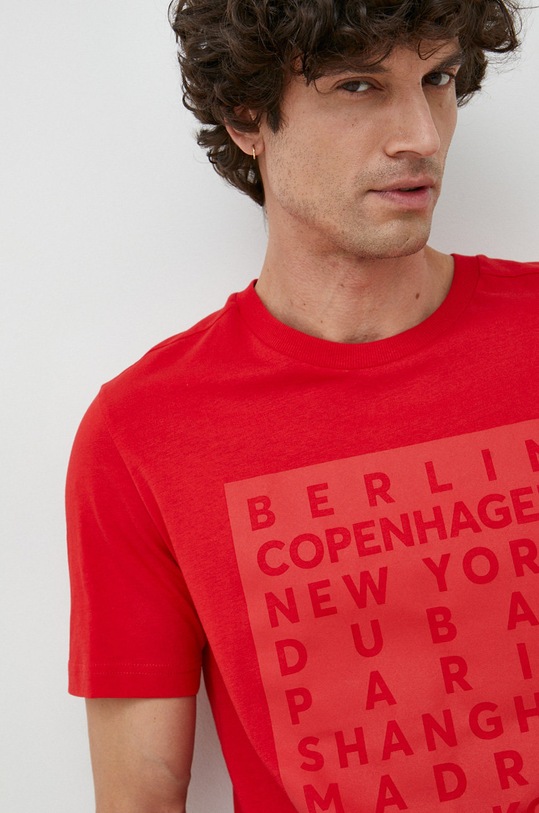 BOSS t-shirt bawełniany BOSS GREEN czerwony 50483773