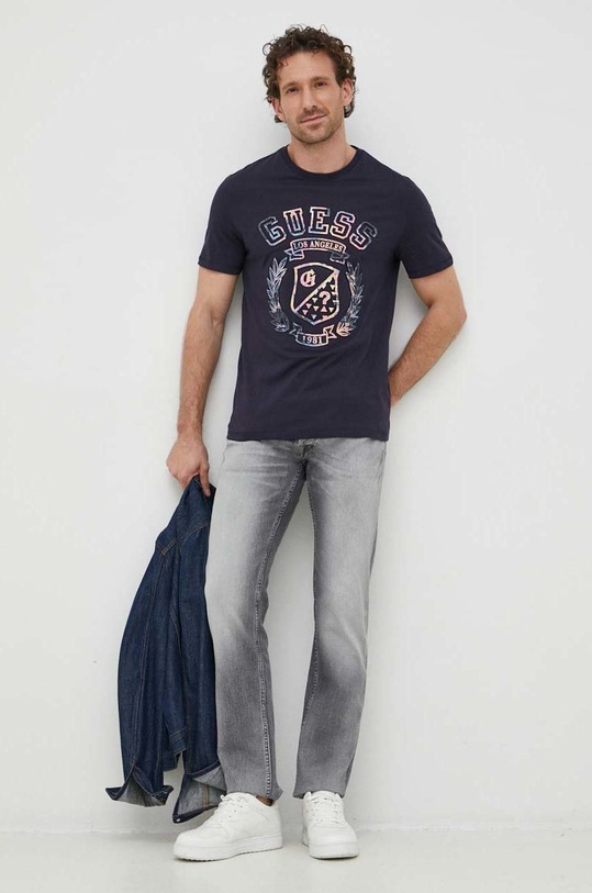 Guess t-shirt bawełniany M3RI03.I3Z14 granatowy SS23