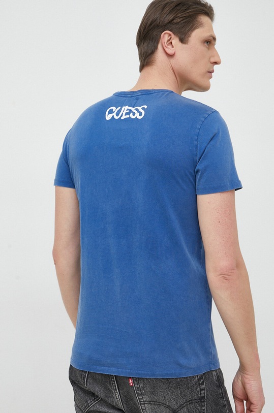 Odzież Guess t-shirt bawełniany x Banksy M3RI1U.KBDL0 niebieski